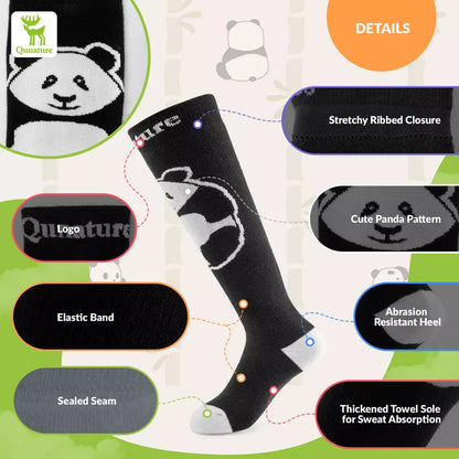 Qunature Skisocken Kinder/Jungen Wintersocken Ski Kniestrümpfe mit Wolle 1 Paar