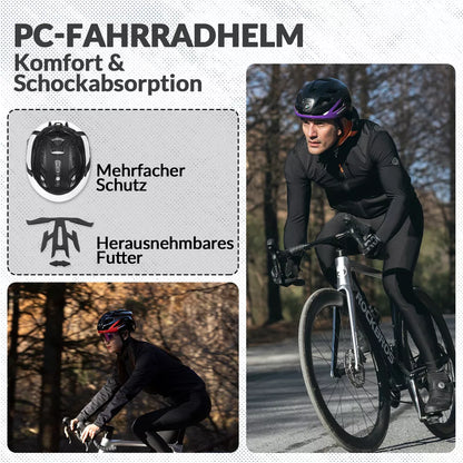 ROCKBROS Fahrradhelm Bike-Helm mit Sicherheits-Warnlicht Schutzhelm 57-61 cm