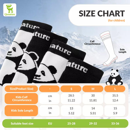 Qunature Skisocken Kinder/Jungen Wintersocken Ski Kniestrümpfe mit Wolle 1 Paar