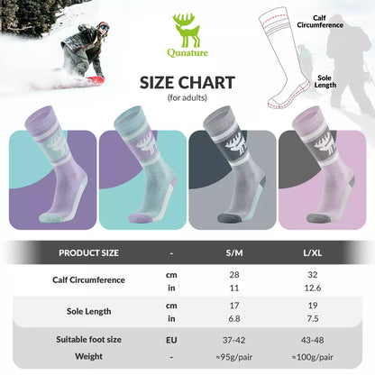 Qunature 1 Paar Skisocken Unisex Skisocken für Skifahren Snowboarden Wintersport