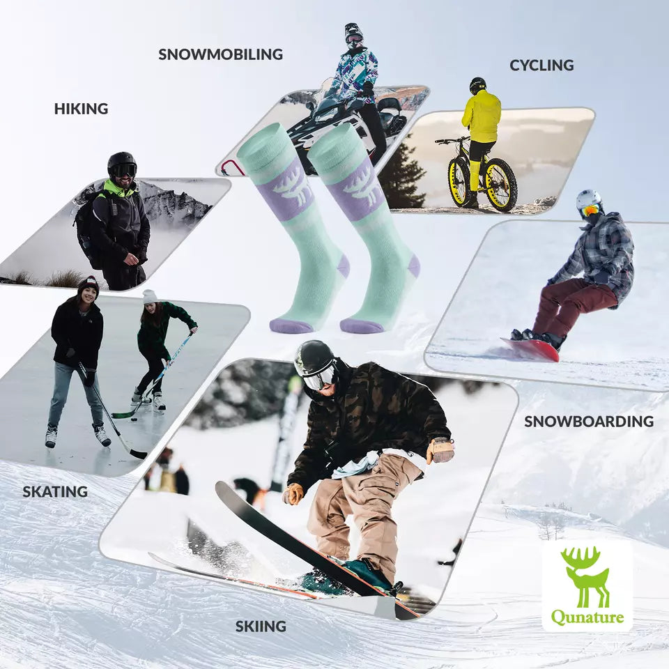 Qunature 1 Paar Skisocken Unisex Skisocken für Skifahren Snowboarden Wintersport
