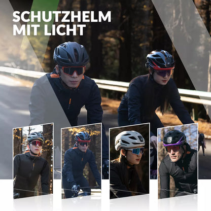 ROCKBROS Fahrradhelm Bike-Helm mit Sicherheits-Warnlicht Schutzhelm 57-61 cm