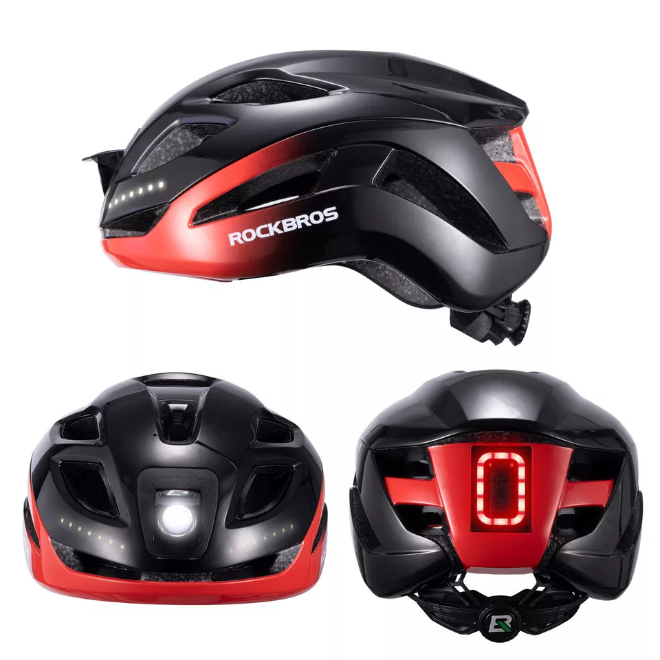 ROCKBROS Fahrradhelm Bike-Helm mit Sicherheits-Warnlicht Schutzhelm 57-61 cm