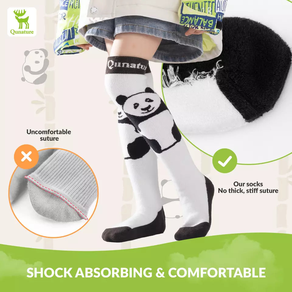 Qunature Skisocken Kinder/Jungen Wintersocken Ski Kniestrümpfe mit Wolle 1 Paar