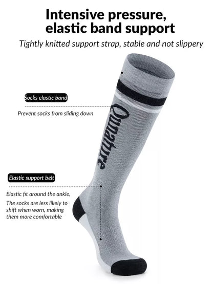 Qunature Skisocken Kinder/Jungen Wintersocken Ski Kniestrümpfe mit Wolle 1 Paar