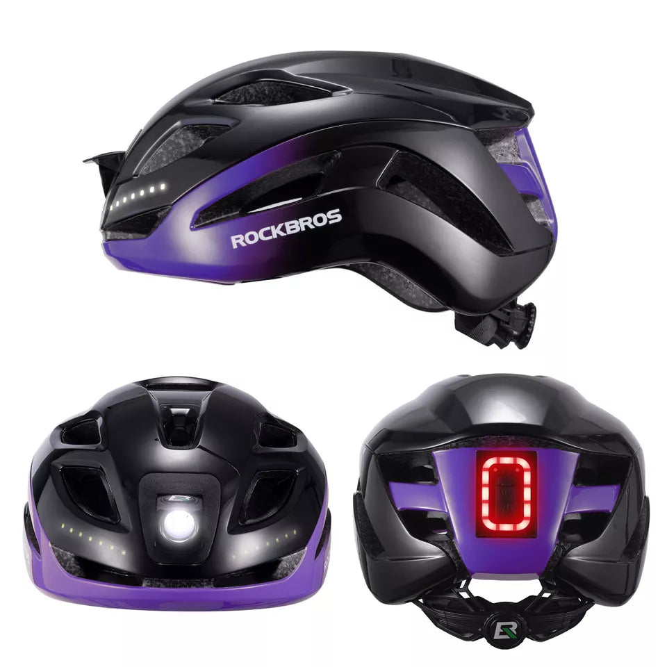ROCKBROS Fahrradhelm Bike-Helm mit Sicherheits-Warnlicht Schutzhelm 57-61 cm