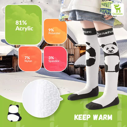 Qunature Skisocken Kinder/Jungen Wintersocken Ski Kniestrümpfe mit Wolle 1 Paar