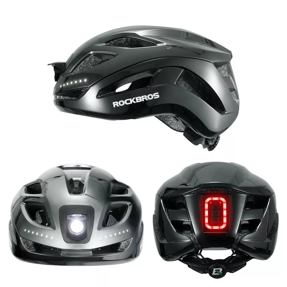ROCKBROS Fahrradhelm Bike-Helm mit Sicherheits-Warnlicht Schutzhelm 57-61 cm