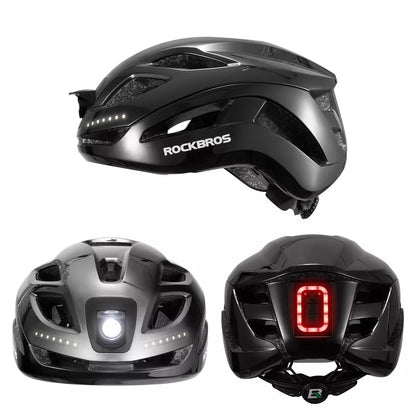 ROCKBROS Fahrradhelm Bike-Helm mit Sicherheits-Warnlicht Schutzhelm 57-61 cm