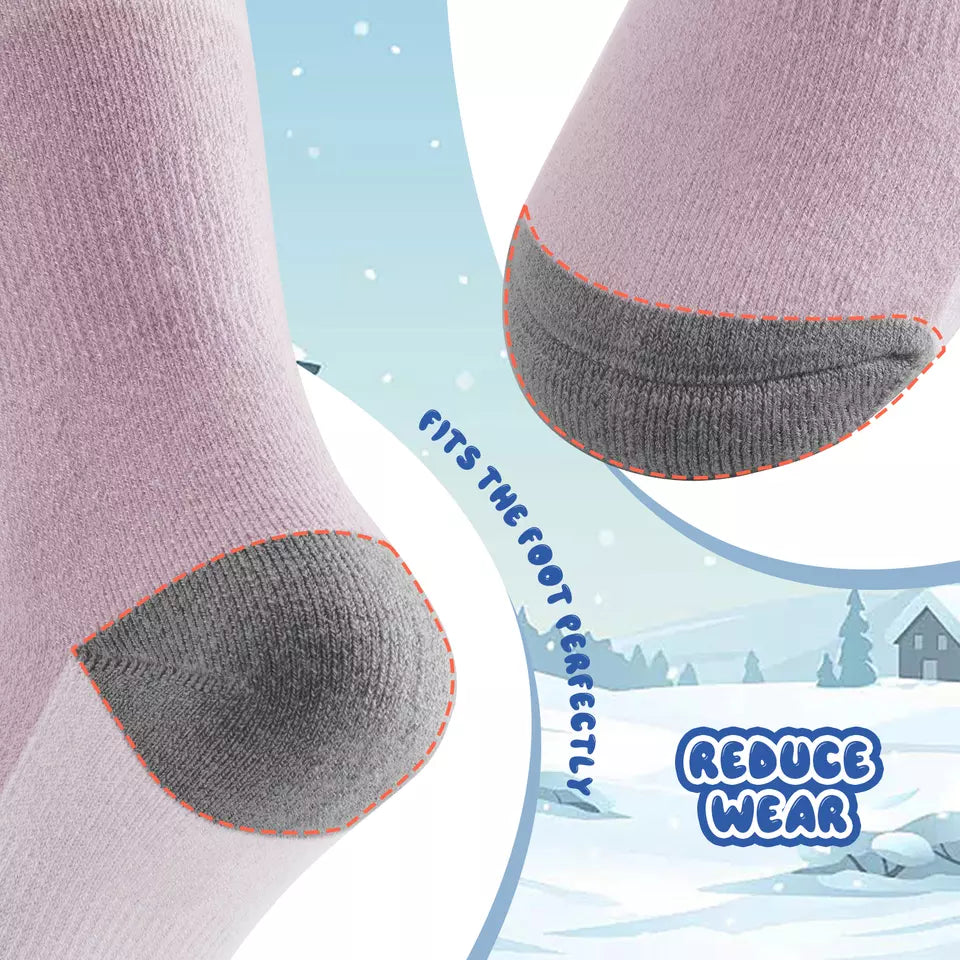 Qunature Skisocken Kinder/Jungen Wintersocken Ski Kniestrümpfe mit Wolle 1 Paar
