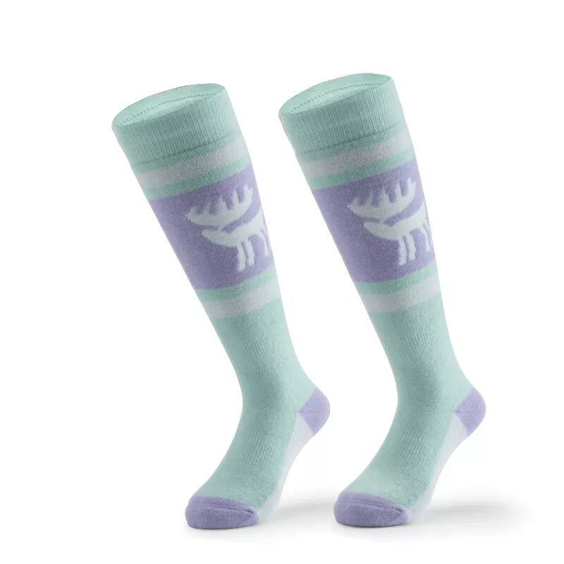 Qunature Skisocken Kinder/Jungen Wintersocken Ski Kniestrümpfe mit Wolle 1 Paar