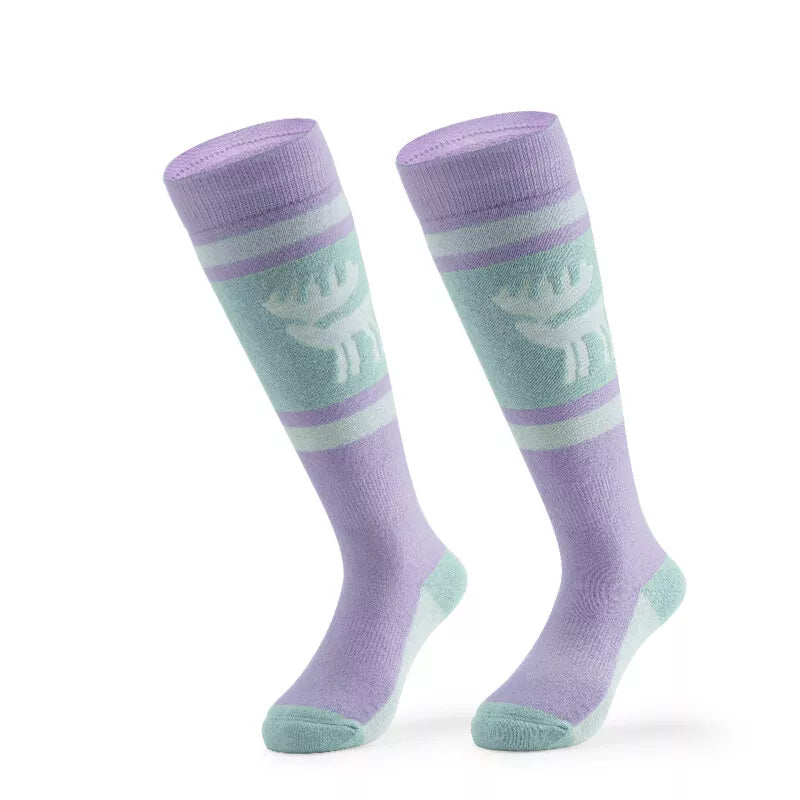 Qunature Skisocken Kinder/Jungen Wintersocken Ski Kniestrümpfe mit Wolle 1 Paar