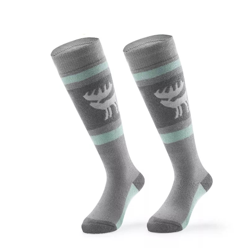 Qunature Skisocken Kinder/Jungen Wintersocken Ski Kniestrümpfe mit Wolle 1 Paar