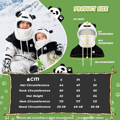 Qunature Winter Sturmhaube Skimaske für Kinder und Eltern Panda-Design Vollgesichts-Masken Balaclava für Herbst und Winter Outdoor-Aktivitäten wie Skifahren Motorradfahren Radfahren