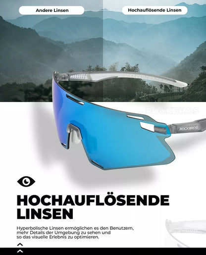 ROCKBROS Fahrradbrille HD-Gläser Brille Leicht Bequem mit Myopie Rahmen Rennrad
