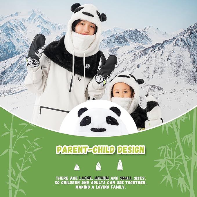 Qunature Winter Sturmhaube Skimaske für Kinder und Eltern Panda-Design Vollgesichts-Masken Balaclava für Herbst und Winter Outdoor-Aktivitäten wie Skifahren Motorradfahren Radfahren