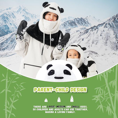 Qunature Winter Sturmhaube Skimaske für Kinder und Eltern Panda-Design Vollgesichts-Masken Balaclava für Herbst und Winter Outdoor-Aktivitäten wie Skifahren Motorradfahren Radfahren