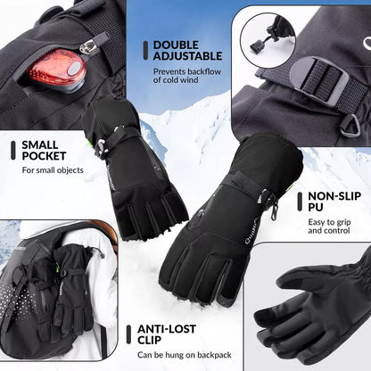 Qunature Handschuhe Winter-Ski-/Schneehandschuhe winddicht für Fahrrad/Motorrad XS- XL