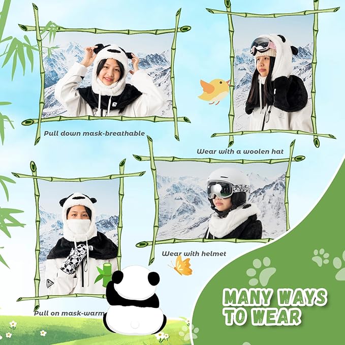 Qunature Winter Sturmhaube Skimaske für Kinder und Eltern Panda-Design Vollgesichts-Masken Balaclava für Herbst und Winter Outdoor-Aktivitäten wie Skifahren Motorradfahren Radfahren