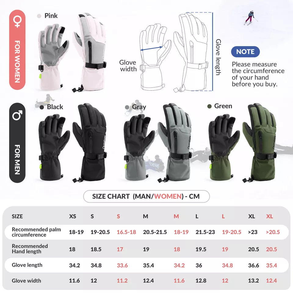 Qunature Handschuhe Winter-Ski-/Schneehandschuhe winddicht für Fahrrad/Motorrad XS- XL