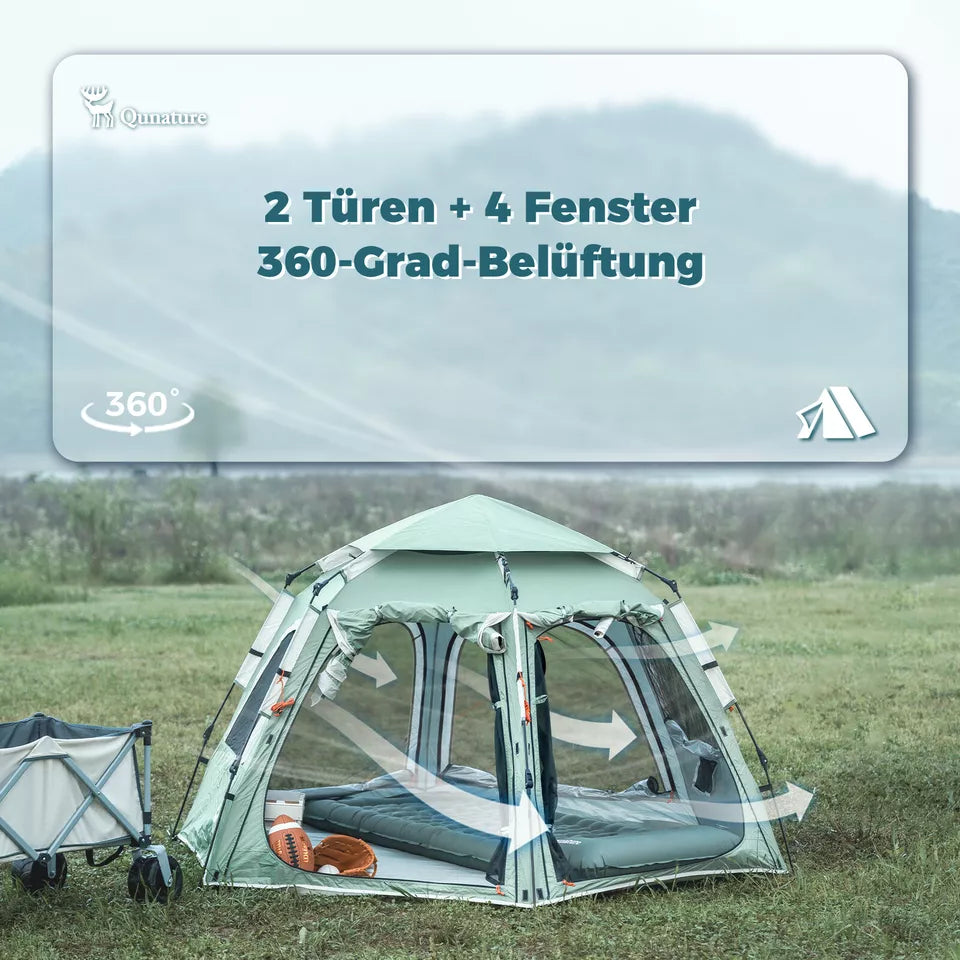 Qunature Campingzelt 2-4 Personen Pop-Up Zelt Kuppelzelt Camping Zelt Wasserdicht