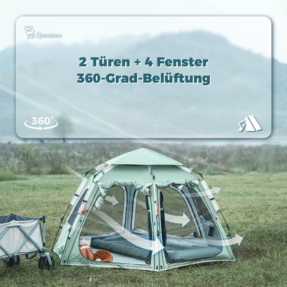 Qunature Campingzelt 2-4 Personen Pop-Up Zelt Kuppelzelt Camping Zelt Wasserdicht