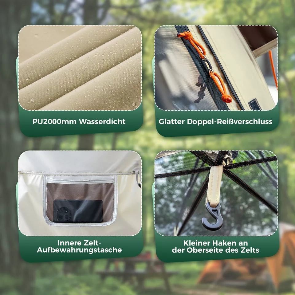 Qunature Campingzelt 2-4 Personen Pop-Up Zelt Kuppelzelt Camping Zelt Wasserdicht