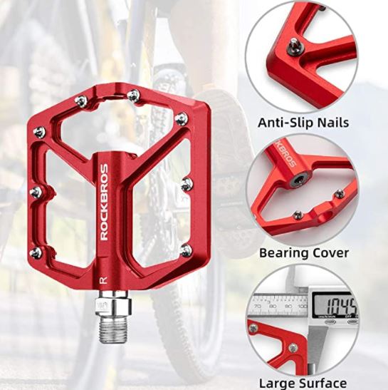 ROCKBROS Fahrradpedale Rennrad Pedale Aluminium Platform Pedale Ultraleicht Antirutsch Fahrrad Pedale 9/16 Zoll