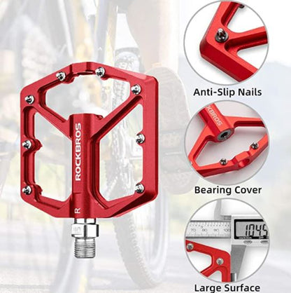 ROCKBROS Fahrradpedale Rennrad Pedale Aluminium Platform Pedale Ultraleicht Antirutsch Fahrrad Pedale 9/16 Zoll