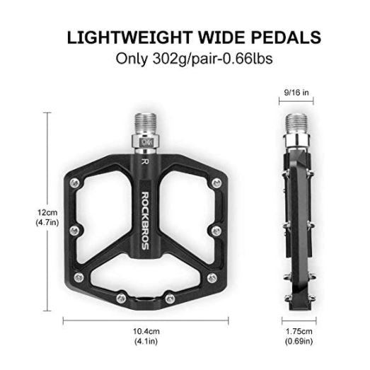 ROCKBROS Fahrradpedale Rennrad Pedale Aluminium Platform Pedale Ultraleicht Antirutsch Fahrrad Pedale 9/16 Zoll