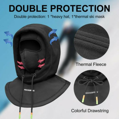 ROCKBROS Skimaske Thermo Fleece Balaclava Wintermütze Sturmhaube Unter Helm