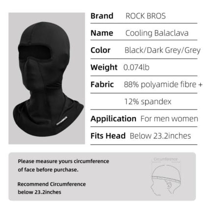 ROCKBROS Sturmhaube Balaclava Kopfhaube Damen Herren UPF50+ Sommer/Frühling