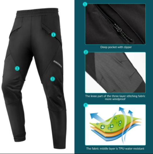 ROCKBROS Winter Hose Herren Radhose Winddicht Thermo Fahrradhose M-4XL