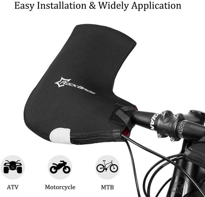 ROCKBROS D16-B Lenker Handschuhe Winter Thermo Winddicht Lenkerstulpen für Fahrrad Gefüttert Wasserabweisend