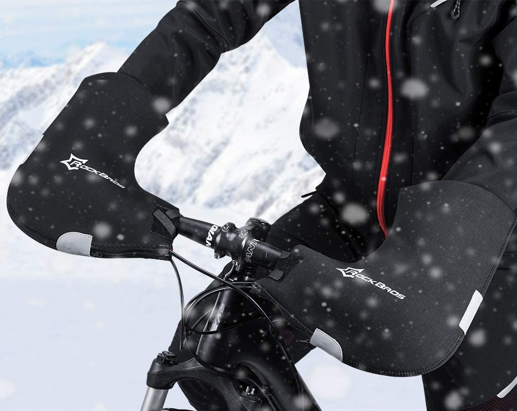 ROCKBROS D16-B Lenker Handschuhe Winter Thermo Winddicht Lenkerstulpen für Fahrrad Gefüttert Wasserabweisend