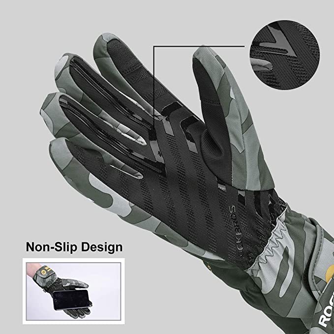 ROCKBROS Skihandschuhe Wasserdicht Extra Warm Anti-Rutsch für Herren