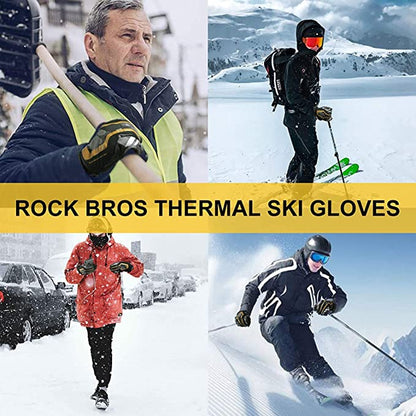 ROCKBROS Skihandschuhe Wasserdicht Extra Warm Anti-Rutsch für Herren