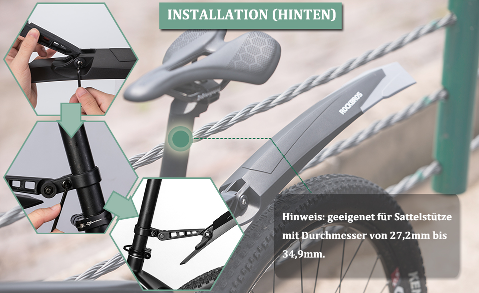 ROCKBROS Fahrrad Schutzblech Set Spritzschutz 26/27.5/28 Zoll MTB Fahrradschutzblech