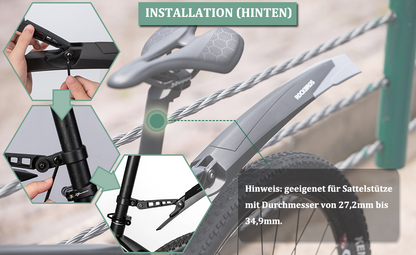 ROCKBROS Fahrrad Schutzblech Set Spritzschutz 26/27.5/28 Zoll MTB Fahrradschutzblech