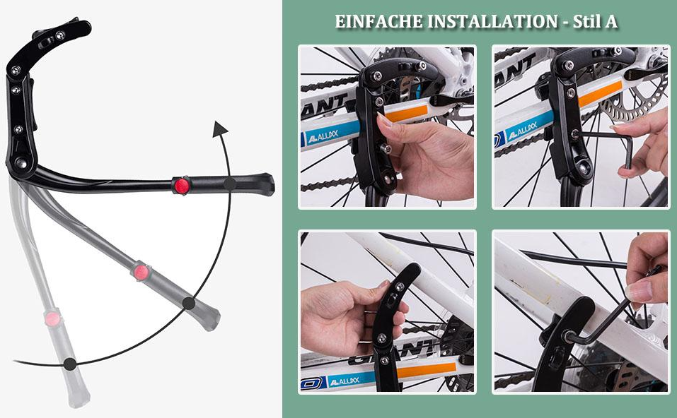 ROCKBROS Fahrradständer Höhenverstellbar Seitenständer Einstellbar 24-29 Zoll Alu