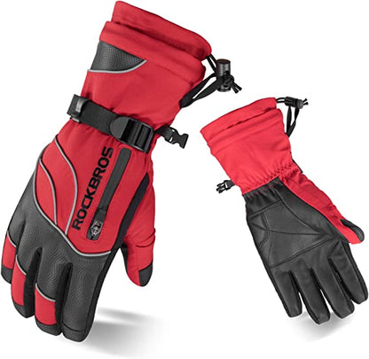 ROCKBROS Winter Handschuhe Skihandschuhe Damen Herren Warm Winddicht für Ski Snowboarden -20 Grad