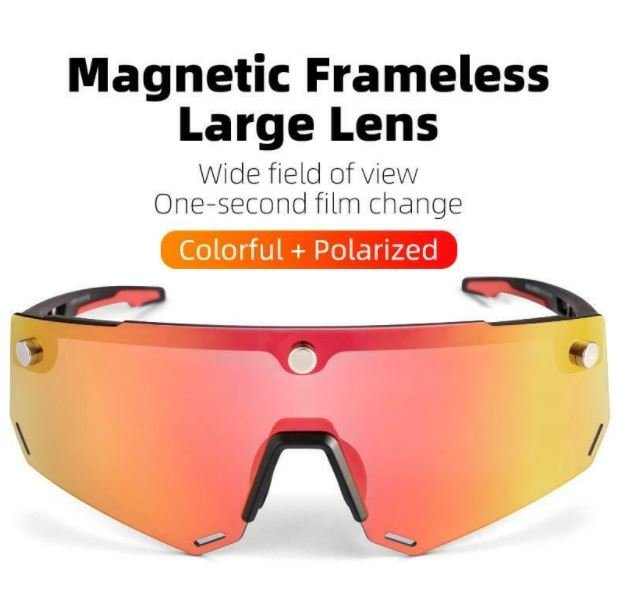 ROCKBROS 2 in 1 Polarisierte Sonnenbrille Magnetische Sportbrille mit Wechsellinsen