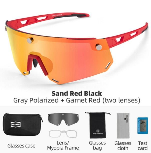 ROCKBROS 2 in 1 Polarisierte Sonnenbrille Magnetische Sportbrille mit Wechsellinsen