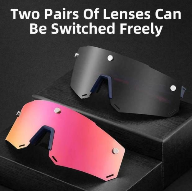 ROCKBROS 2 in 1 Polarisierte Sonnenbrille Magnetische Sportbrille mit Wechsellinsen
