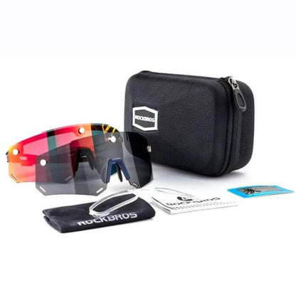 ROCKBROS 2 in 1 Polarisierte Sonnenbrille Magnetische Sportbrille mit Wechsellinsen