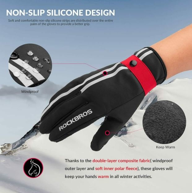 ROCKBROS Fahrradhandschuhe Damen Herren Winter Handschuhe Touchscreen Winddicht