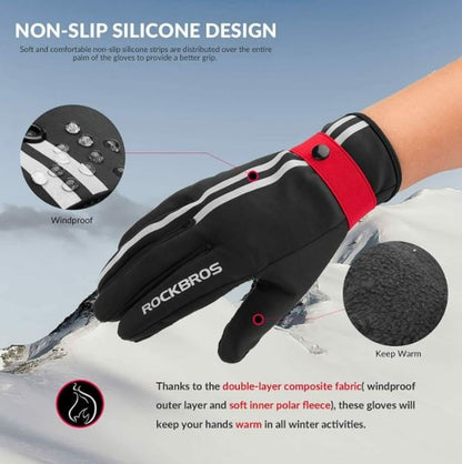ROCKBROS Fahrradhandschuhe Damen Herren Winter Handschuhe Touchscreen Winddicht