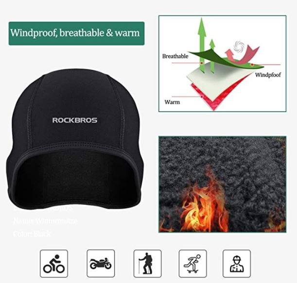 ROCKBROS LF041BK Unterziehmütze Fahrradmütze Winddicht Thermal 3 Stück