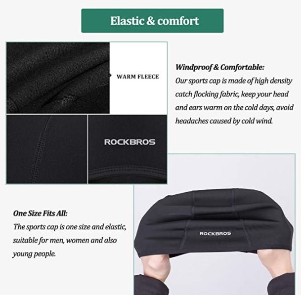 ROCKBROS LF041BK Unterziehmütze Fahrradmütze Winddicht Thermal 3 Stück