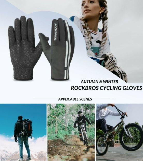 ROCKBROS Vollfinger Handschuhe Fahrradhandschuhe Radsport Touchscreen Rennrad